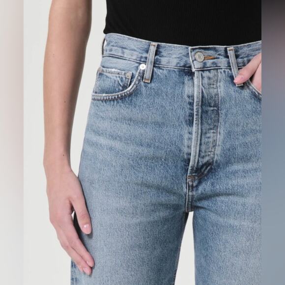 AGOLDE *Altered* 90's Pinch Waist High Rise Straight Cut Off Shorts Navigate 28 - Picture 5 of 16